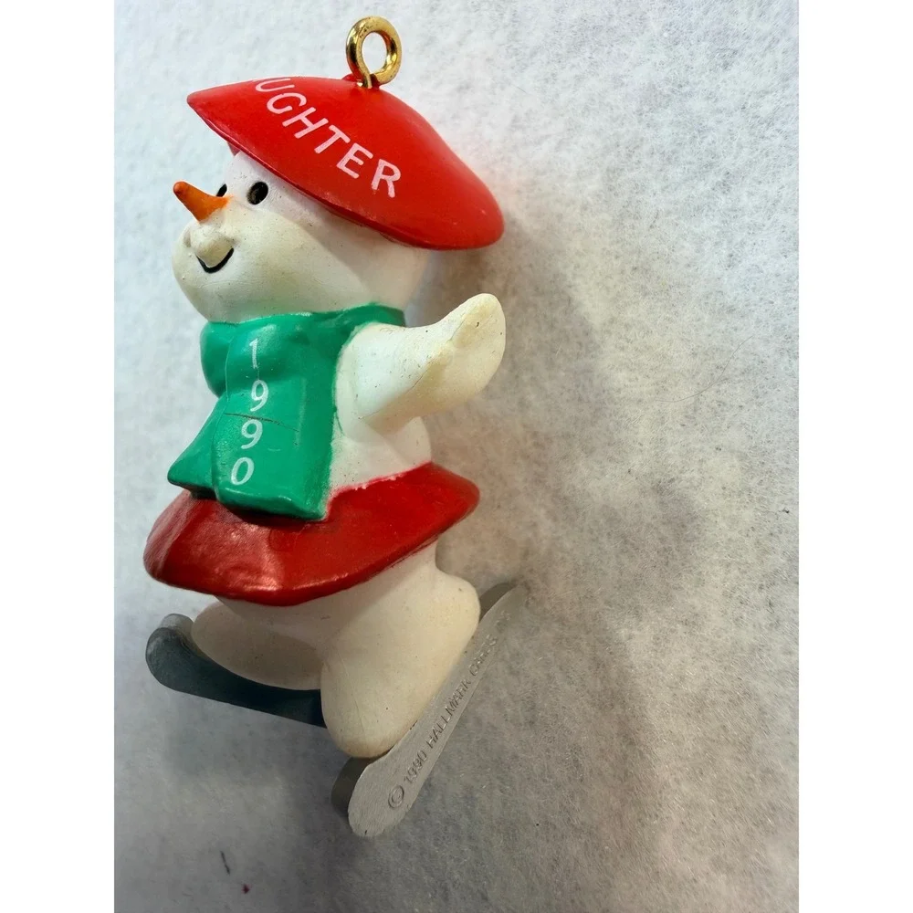 Hallmark Keepsake Ornament 1990 Daughter Snowman Ice Skating Vintage QX449-6
